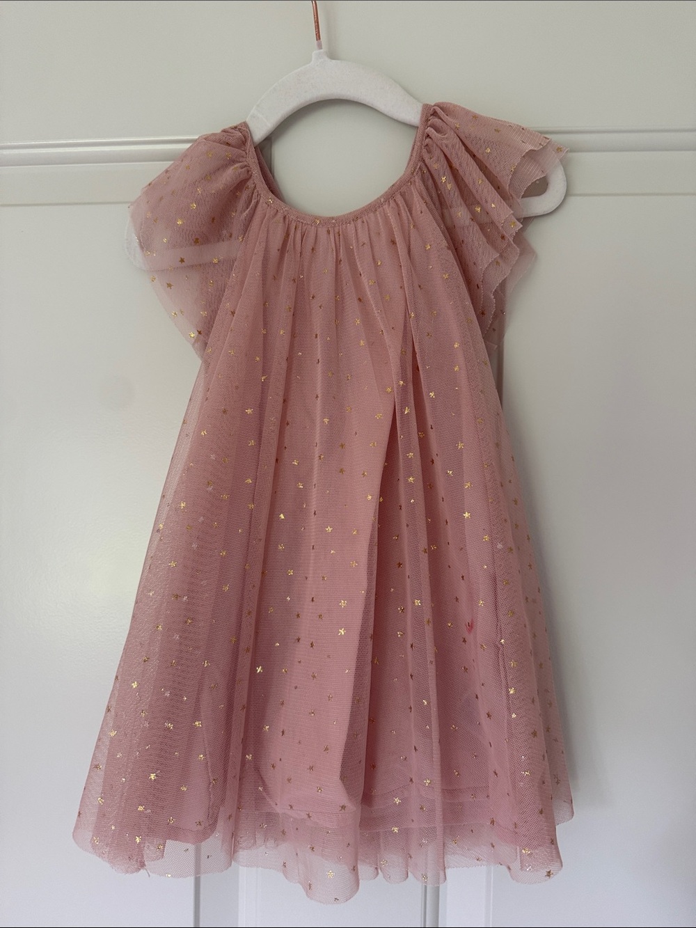 GAP Pink Tulle Dress with Gold Star Details